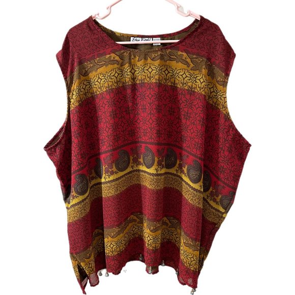 Erica Brooke Collection Women’s Size Super Plus 36 Boho Bead Hem Sleeveless Top - Picture 1 of 6